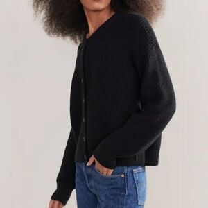 Jenni Kayne Hayes Cotton Cardigan Sweater Black Medium